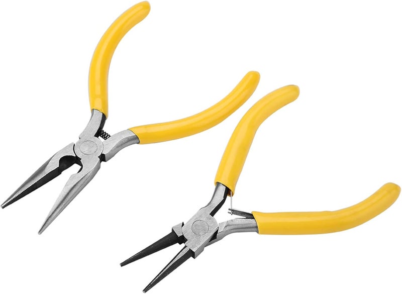 woobles 6Pcs Jewellery Pliers Tools Kit 4.9inch Bent Nose Pliers 4.9inch Round Nose Pliers 4.7inch Diagonal Side Pliers 6.3inch Needle Nose Pliers 4.9inch Flat Nose Pliers Tweezer Set with Storage Box - Image 2